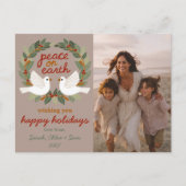 Vrede op Aarde Duiven Kerstmis CUSTOM FOTO Feestdagenkaart (Voorkant)