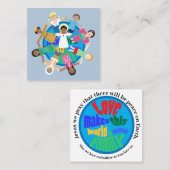 Vrede op aarde één familiegraf vierkante visitekaartje (Voorkant / Achterkant)