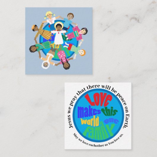 Vrede op aarde één familiegraf vierkante visitekaartje (Voorkant / Achterkant)