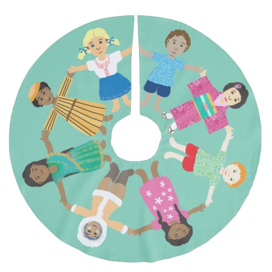 Vrede op aarde, een wereldfamilie kerstboom rok (Voorkant)