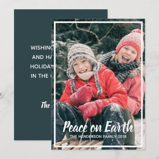 Vrede op Aarde Eenvoudige Custom Foto Kerstmis Feestdagenkaart (Voorkant / Achterkant)