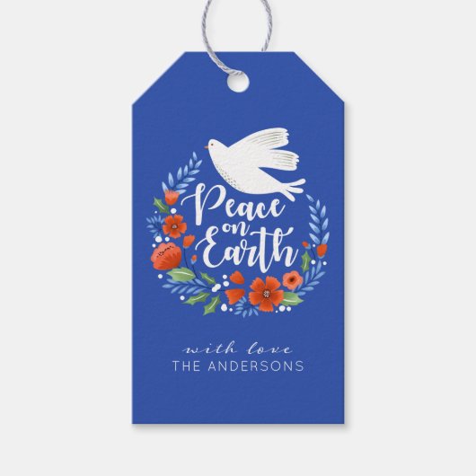 Vrede op aarde Eenvoudige kerstmis Cadeaulabel (Voorkant)