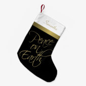 Vrede op aarde Elegant Black, Gold & White Kleine Kerstsok (Voorkant (Hangend))