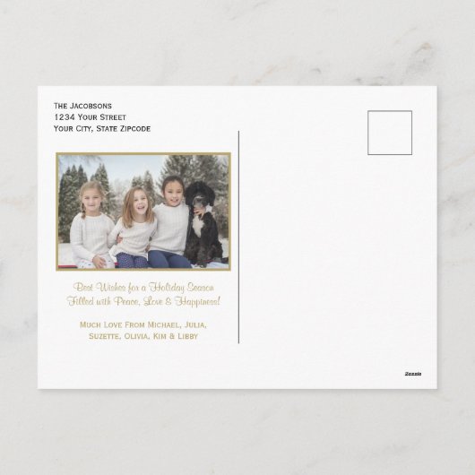 Vrede op aarde Elegant Goud & Zwart Minimale foto Feestdagenkaart (Achterkant)