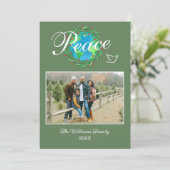 Vrede op aarde Elegant script Kerst foto Feestdagenkaart (Staand voorkant)
