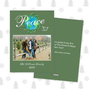 Vrede op aarde Elegant script Kerst foto Feestdagenkaart