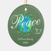 Vrede op aarde Elegant script Kerst foto Keramisch Ornament (Links)