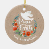 Vrede op aarde Elegant White Dove Kerstmis Keramisch Ornament (Voorkant)