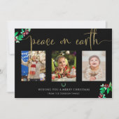 Vrede op aarde Elegante gouden script Kerstmis fot Feestdagenkaart (Voorkant)