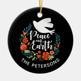 Vrede op Aarde Elegante Witte Duif Kerstfoto Keramisch Ornament
