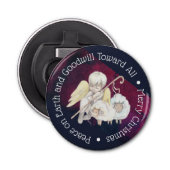 Vrede op aarde en goodwill naar Alle herders Button Flesopener (Voorkant)