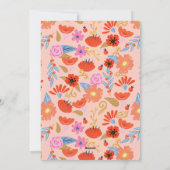 Vrede op aarde - engel Floral Folk Art Deep Blue Feestdagenkaart (Achterkant)