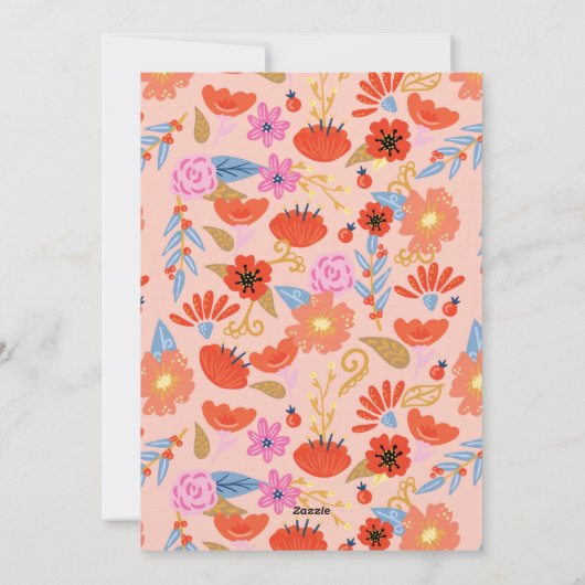 Vrede op aarde - engel Floral Folk Art Deep Blue Feestdagenkaart (Achterkant)