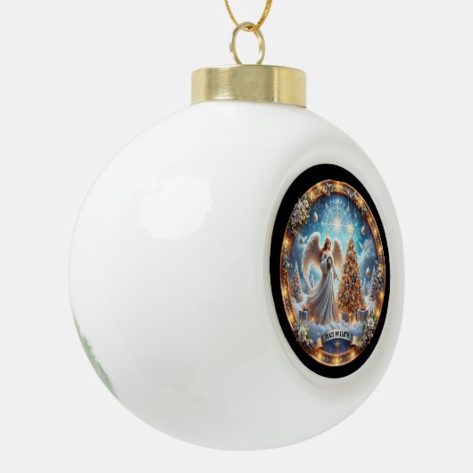 Vrede op Aarde Engel" - Hemelse Kerst Keramische Bal Ornament (Links)