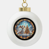 Vrede op Aarde Engel" - Hemelse Kerst Keramische Bal Ornament (Voorkant)
