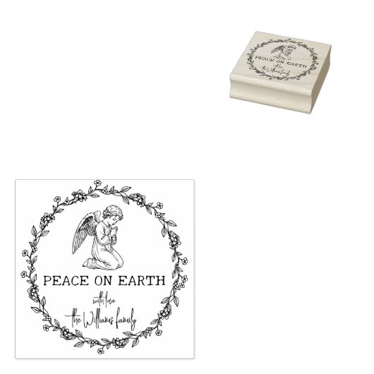 Vrede op aarde engel in gebed Christelijke kerst Rubberstempel (Gestempeld)