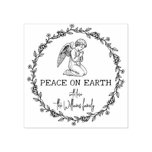 Vrede op aarde engel in gebed Christelijke kerst Rubberstempel (Afrduk)