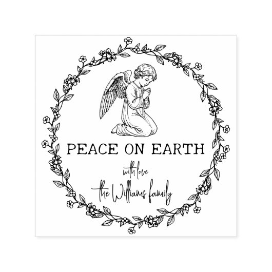Vrede op aarde engel in gebed Christelijke kerst Zelfinktende Stempel (Design)
