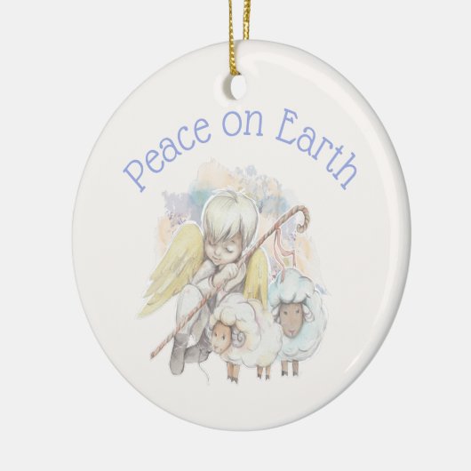 Vrede op Aarde engel Shepherd & Lambs Keramisch Ornament (Links)