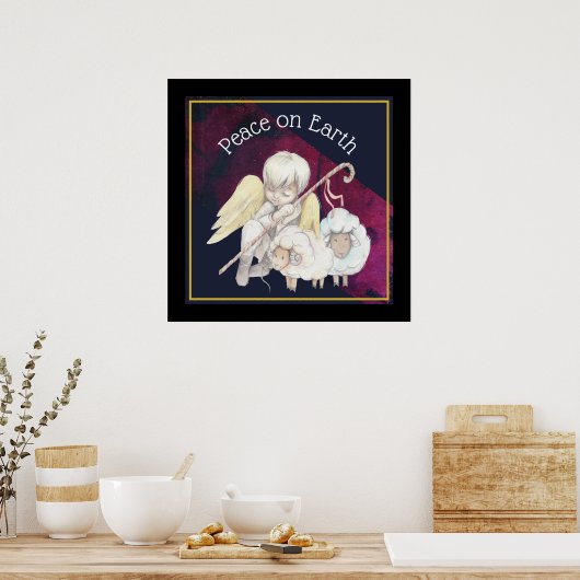 Vrede op Aarde engel Shepherd & Lambs Poster (Keuken)