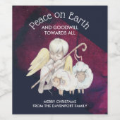 Vrede op Aarde engel Shepherd & Lambs Wijn Etiket (Enkel label)