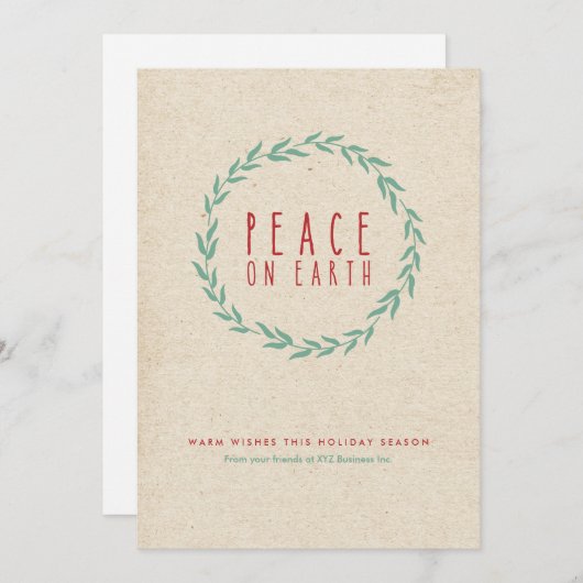 Vrede op aarde feestdagenkaart (Voorkant / Achterkant)
