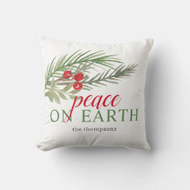Vrede op Aarde feestelijke kerstgroen Kussen
