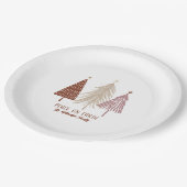 Vrede op aarde feestelijke vrolijke kerstbomen chi papieren bordje (Gekanteld)