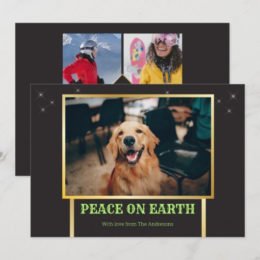 Vrede op aarde Festive Fun Modern Kerstfoto Feestdagenkaart (Voorkant / Achterkant)