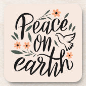 Vrede op Aarde Floral Design Bier Onderzetter (Voorkant)