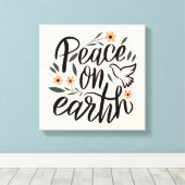 Vrede op Aarde Floral Design Canvas Afdruk (Insitu (Houten vloer))