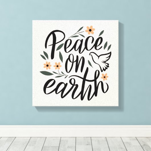 Vrede op Aarde Floral Design Canvas Afdruk (Insitu (Houten vloer))
