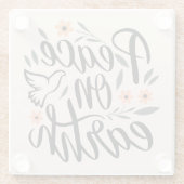 Vrede op Aarde Floral Design Glazen Onderzetter (Achterkant)