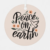 Vrede op Aarde Floral Design Metalen Ornament (Voorkant)