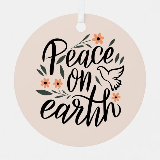 Vrede op Aarde Floral Design Metalen Ornament (Voorkant)