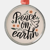 Vrede op Aarde Floral Design Metalen Ornament (Voorkant)