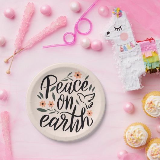 Vrede op Aarde Floral Design Papieren Bordje (Feest)