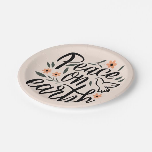 Vrede op Aarde Floral Design Papieren Bordje (Gekanteld)