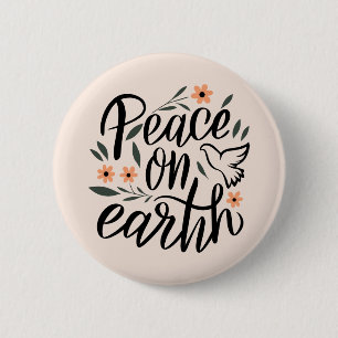 Vrede op Aarde Floral Design Ronde Button 5,7 Cm