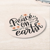 Vrede op Aarde Floral Design Ronde Kartonnen Onderzetter (Gebogen)