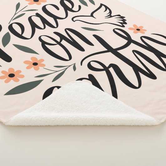 Vrede op Aarde Floral Design Sherpa Deken (3/4)