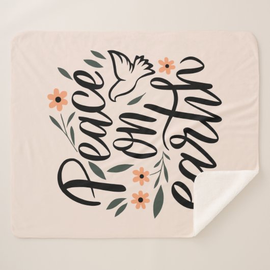 Vrede op Aarde Floral Design Sherpa Deken (Voorkant (horizontaal))