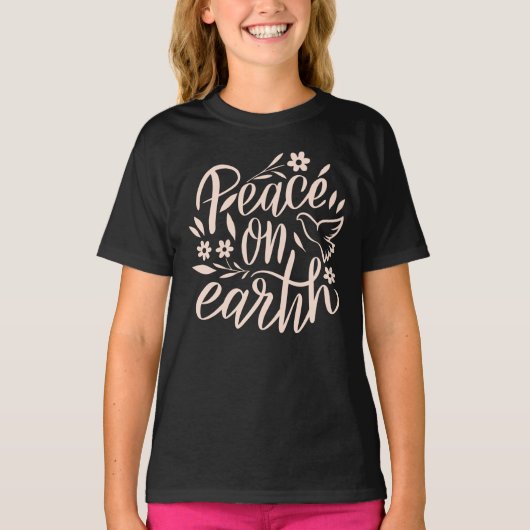 Vrede op Aarde Floral Design T-shirt (Voorkant)