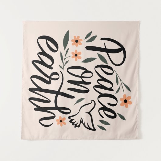 Vrede op Aarde Floral Design Wandkleed (Voorkant (horizontaal))