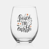 Vrede op Aarde Floral Design Wijnglas Zonder Voet (Voorkant)
