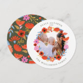 Vrede op aarde  Floral Folk Art met foto Feestdagenkaart (Voorkant / Achterkant)