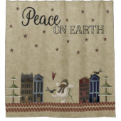 Vrede op aarde - Folk Art Snowman Village Douchegordijn (Voorkant)