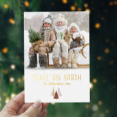 Vrede op Aarde Foto Elegant Kerst Goud Script Folie Feestdagenkaart