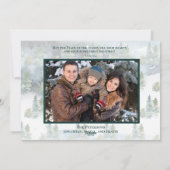 Vrede op aarde Foto Snowy Forest Deer Scripting Feestdagenkaart (Achterkant)