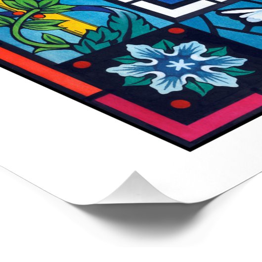 Vrede op aarde gekleurd poster met kerstmis (Hoek)